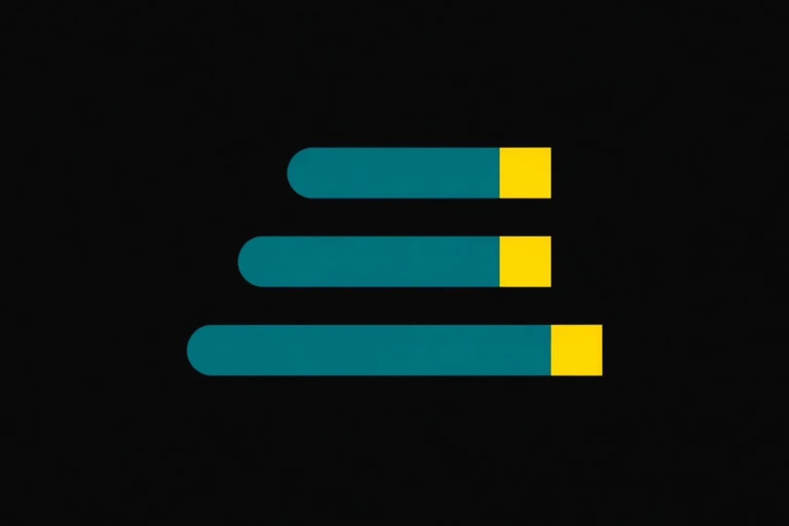 Three horizontal teal bars of different lengths, each ending in a yellow block, showing that months of 28, 30 and 31 days end on different dates.